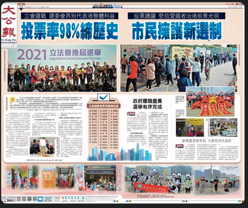 Record Low Turnout for Hong Kong’s “Patriots Only” Election in Rebuke to&nbsp;Beijing